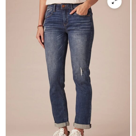 Democracy "Ab" Solution Cuffed Distressed Girlfriend Jeans - Picture 9 of 9